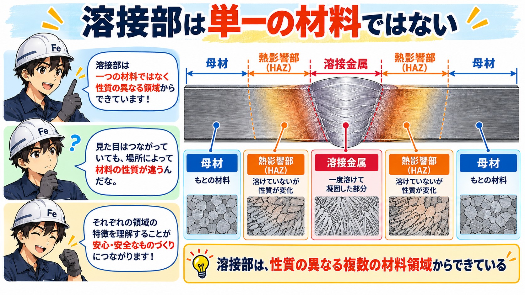溶接金属は単一ではない