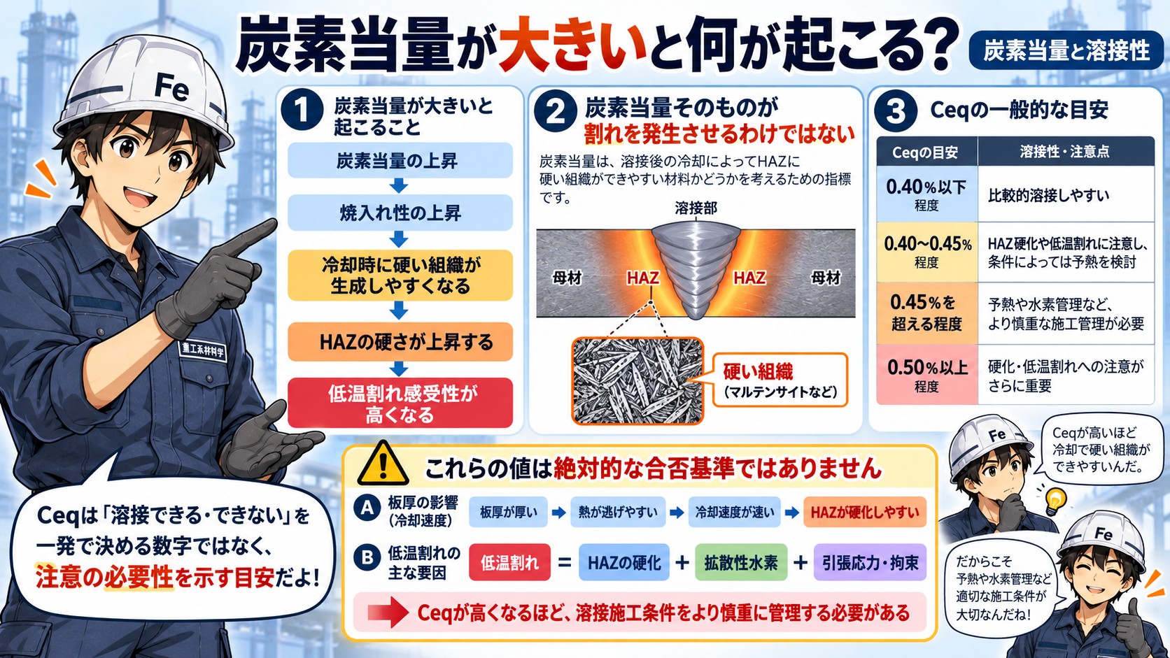 炭素当量が高いケース