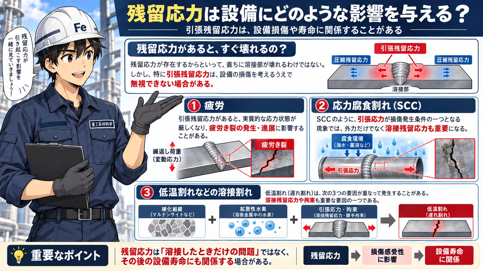 残留応力の及ぼす設備への影響