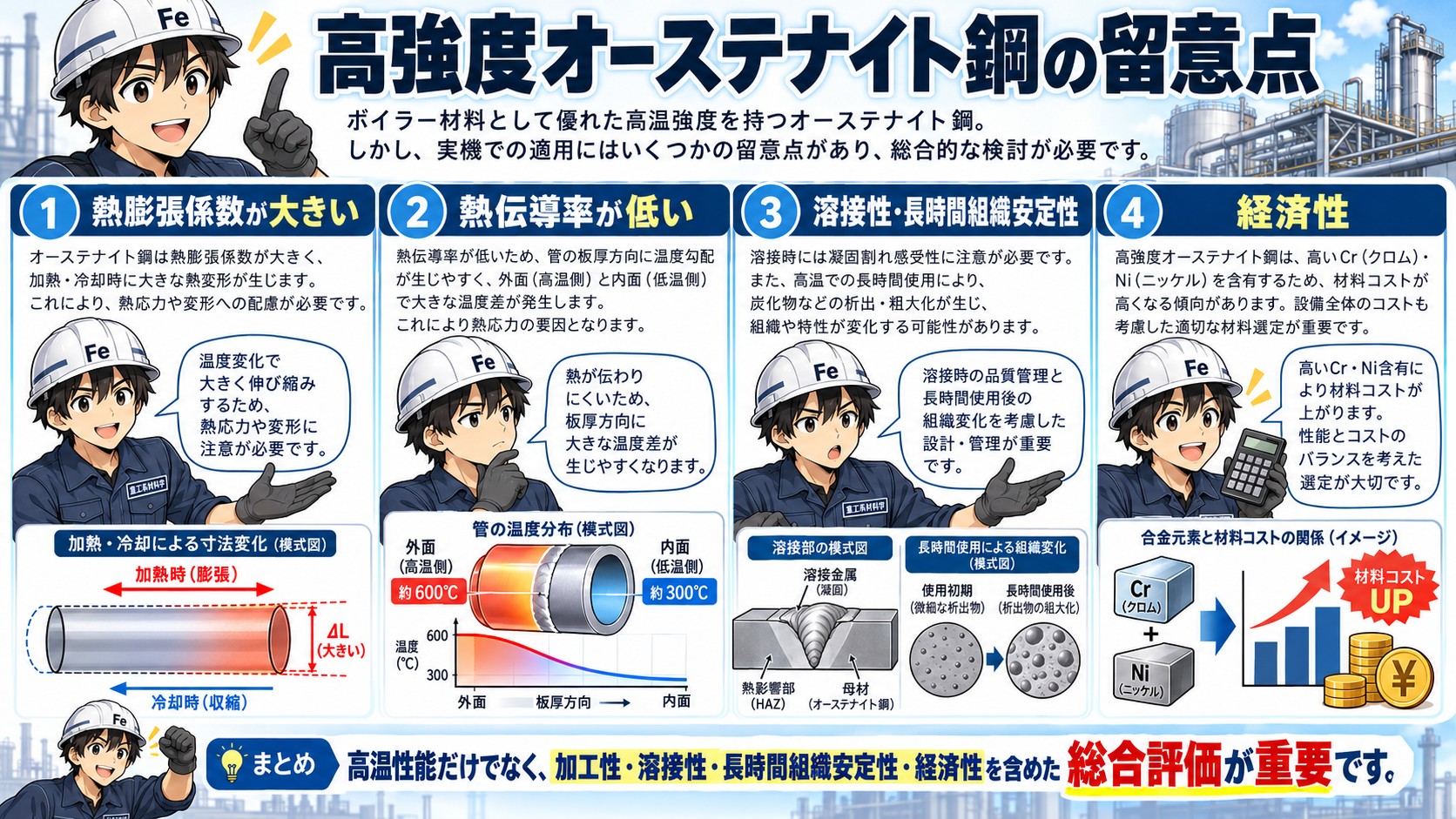 オーステナイト系ステンレス鋼の留意点