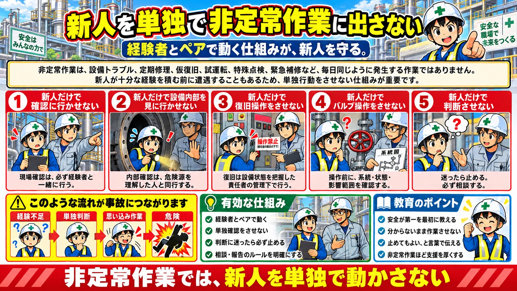 新人を単独にしない
