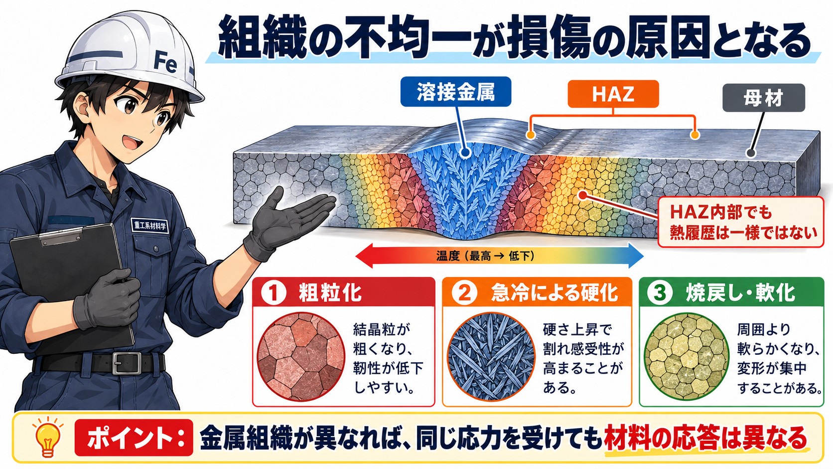 溶接部の組織は不均一