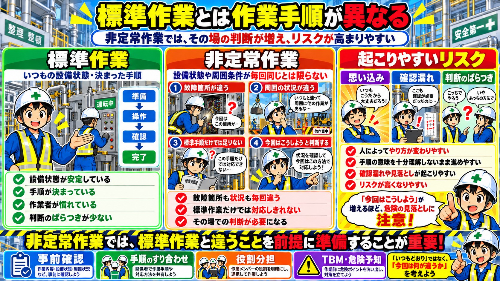 作業手順が異なる