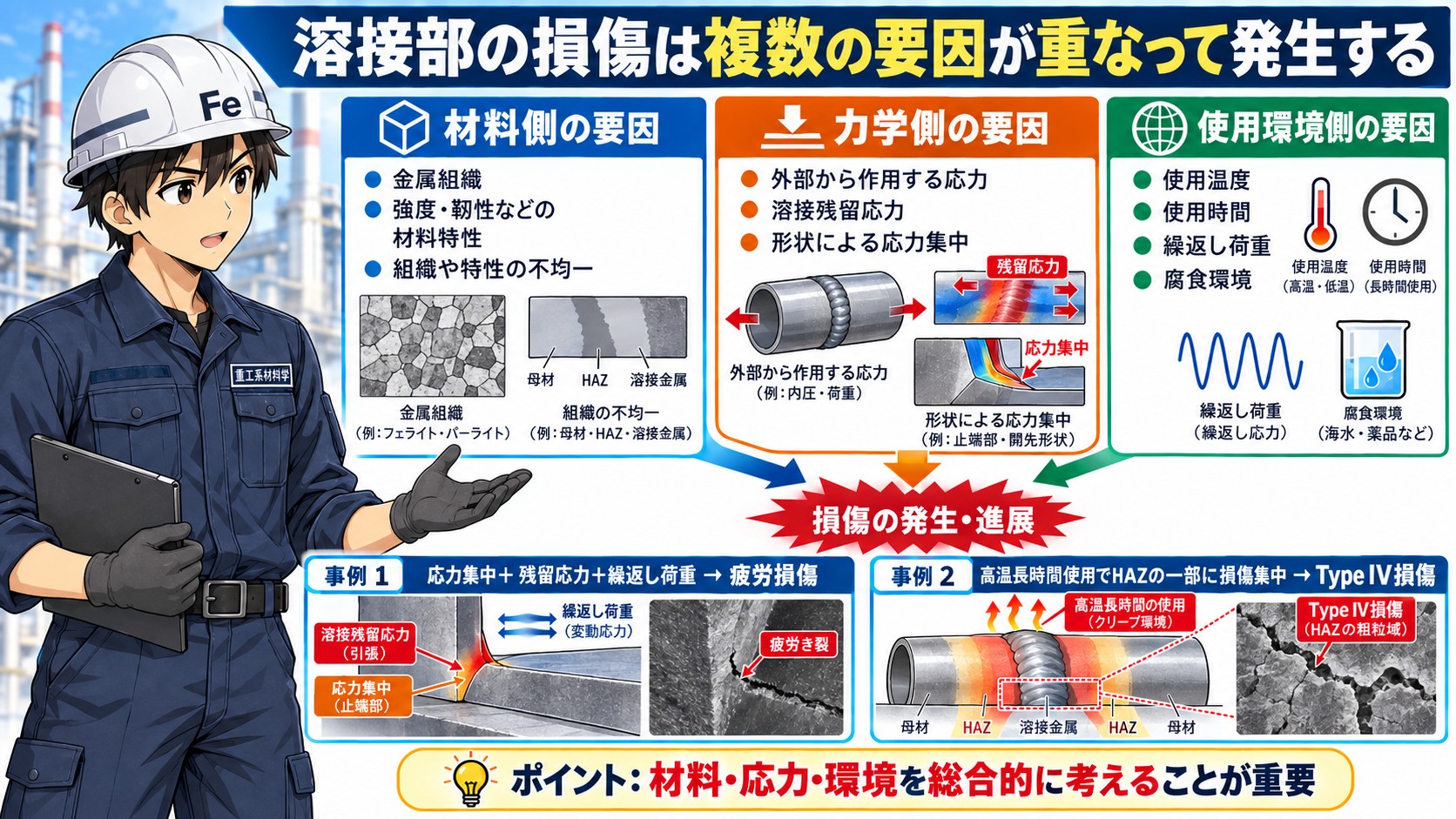 溶接部の損傷