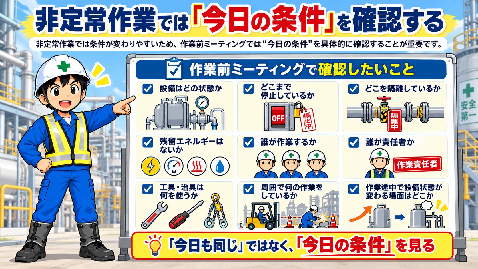 今日の条件を確認