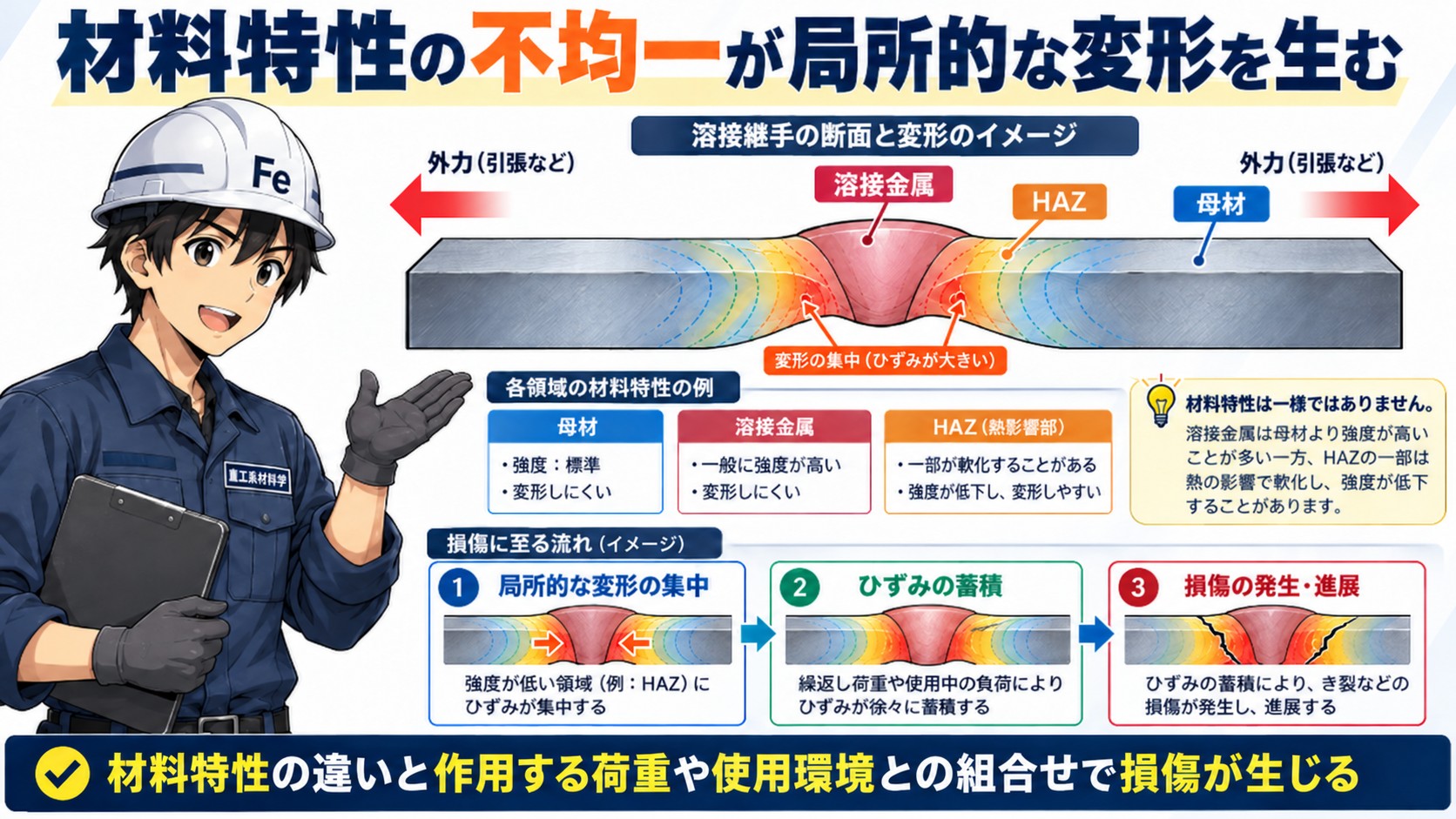 溶接部の損傷