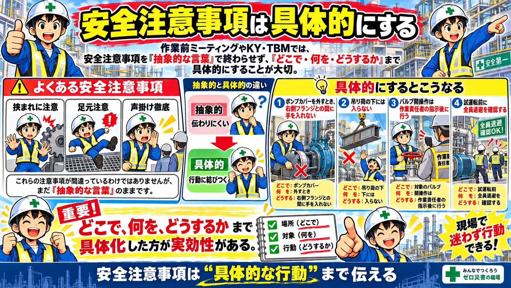 安全注意事項は具体化する