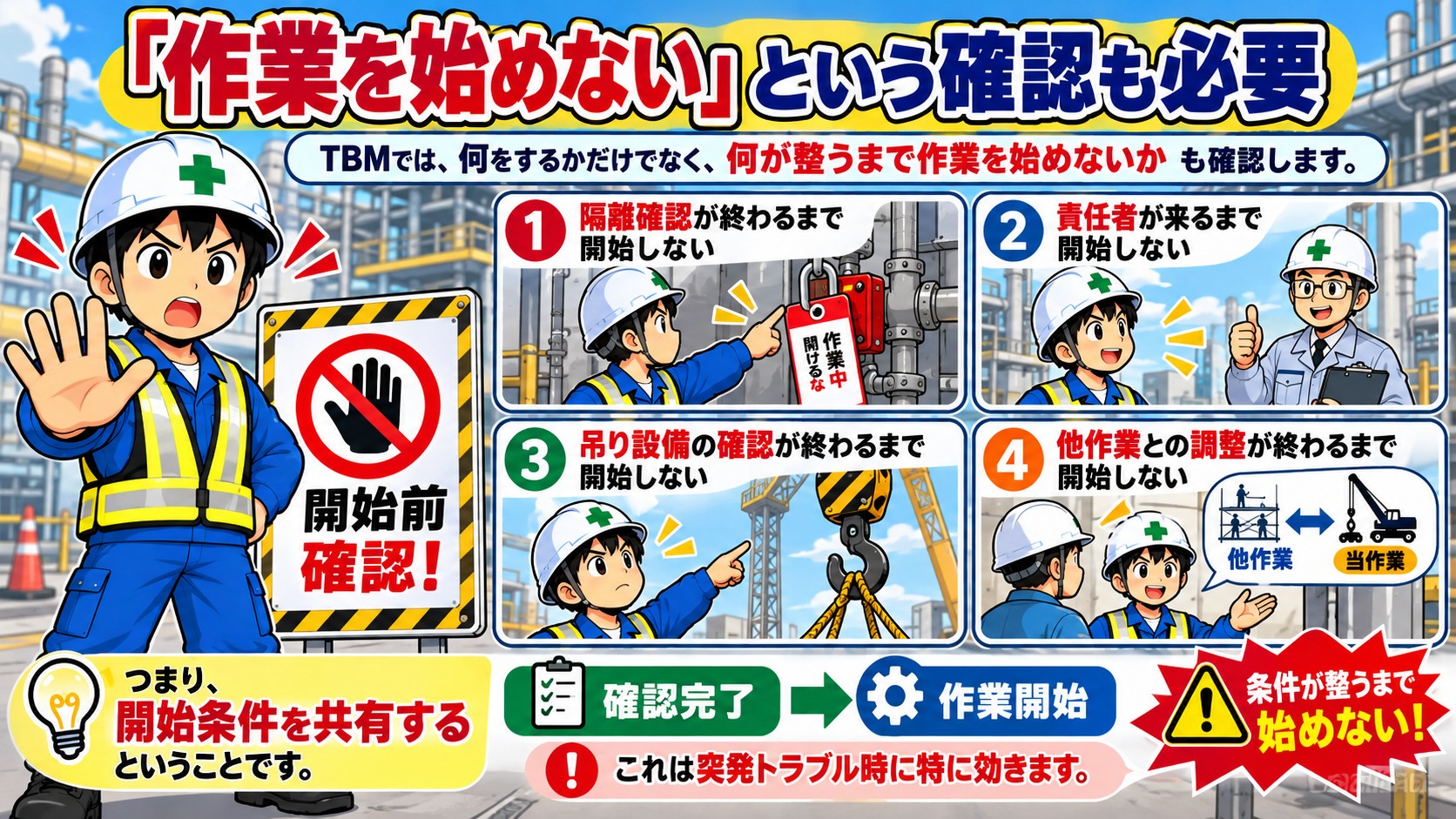 作業を始めない確認
