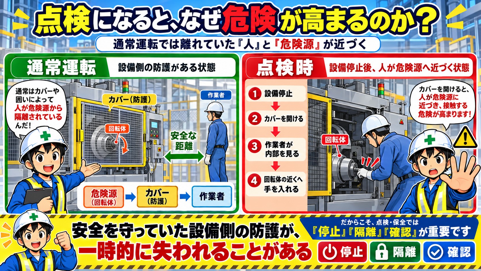 機械を止めても危険源はなくならない