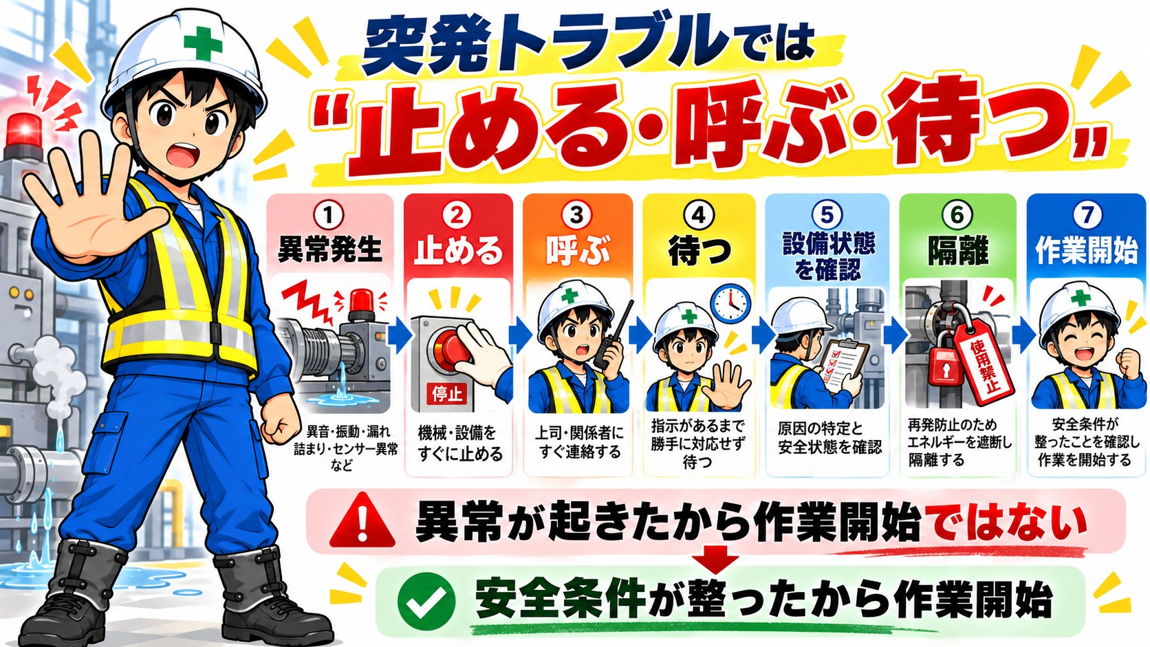 止める呼ぶ待つ