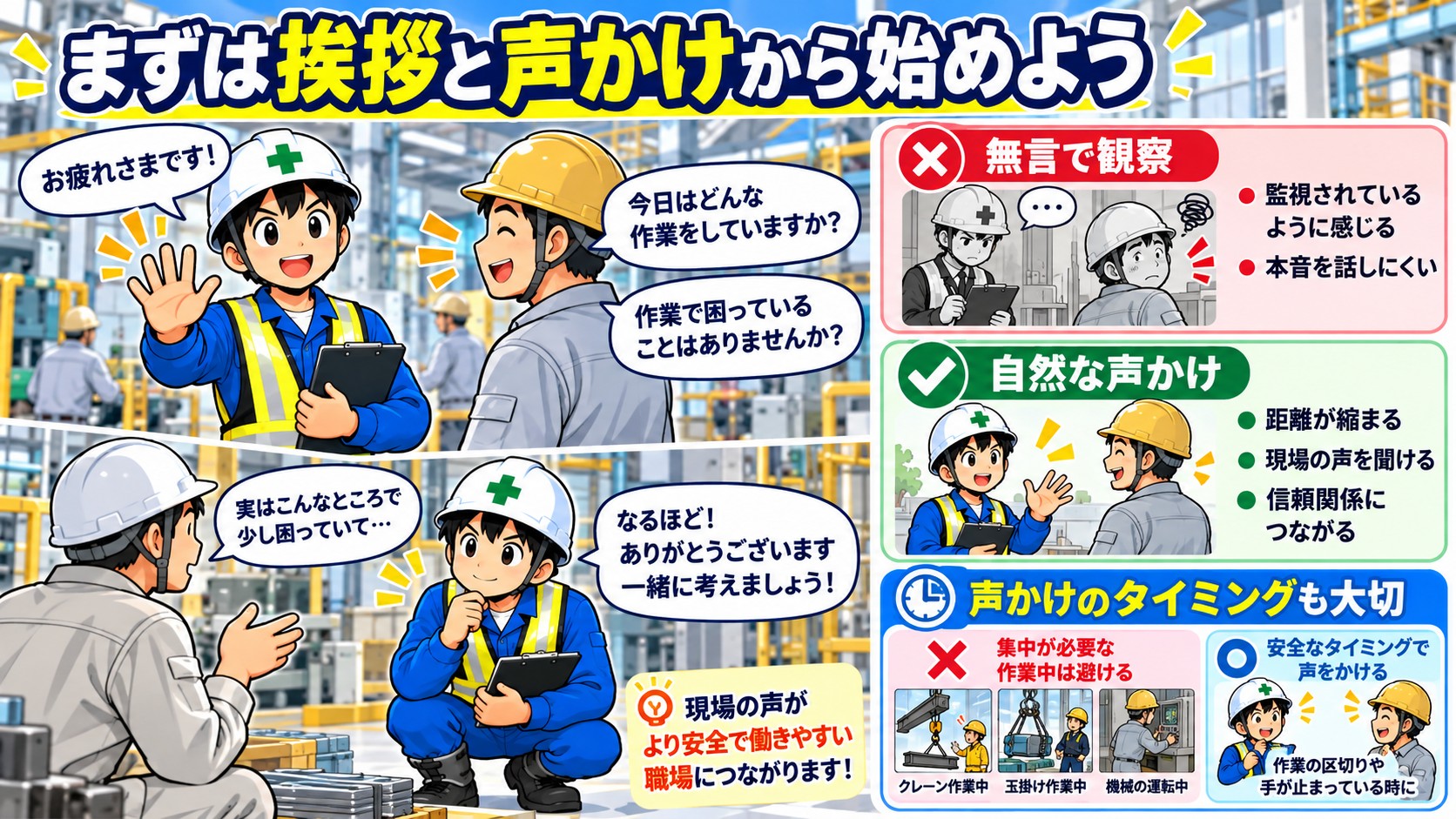 まず挨拶と声がけ