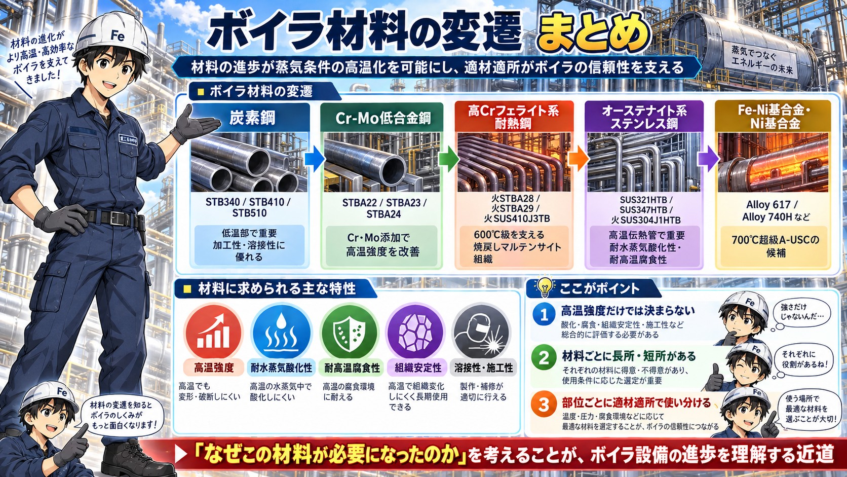 ボイラ材料の進化まとめ