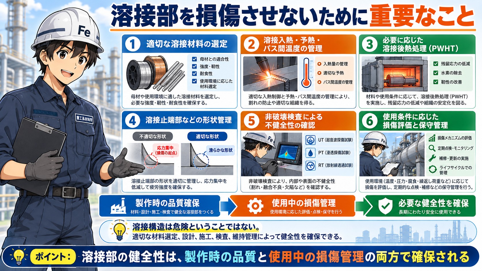 溶接部を損傷させないためのポイント