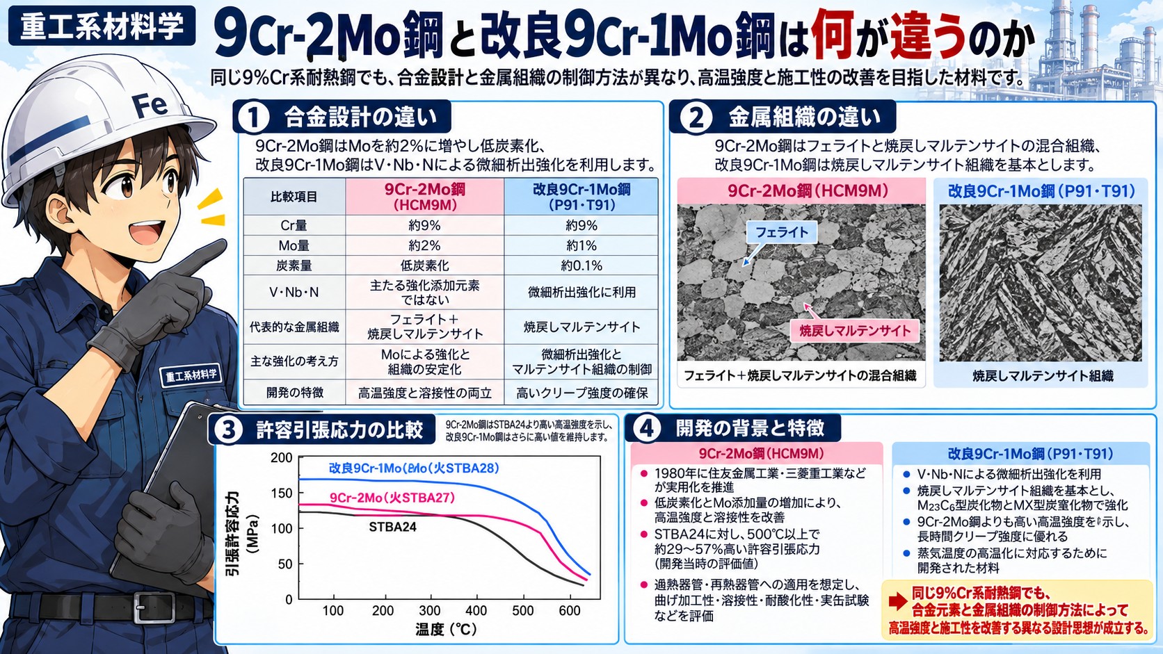 9Cr-1Moと9Cr-2Mo