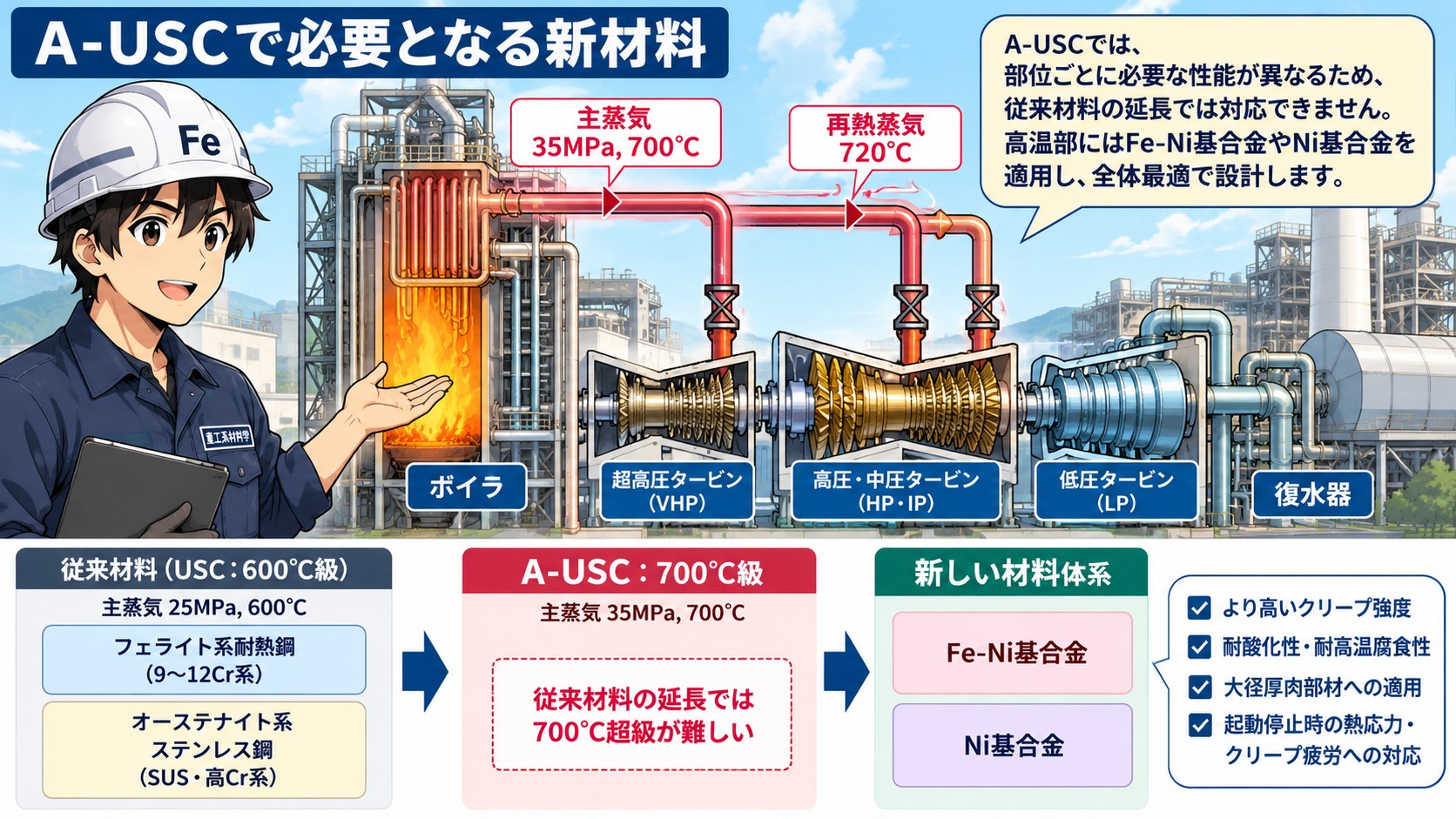 A-USCで使用される材料