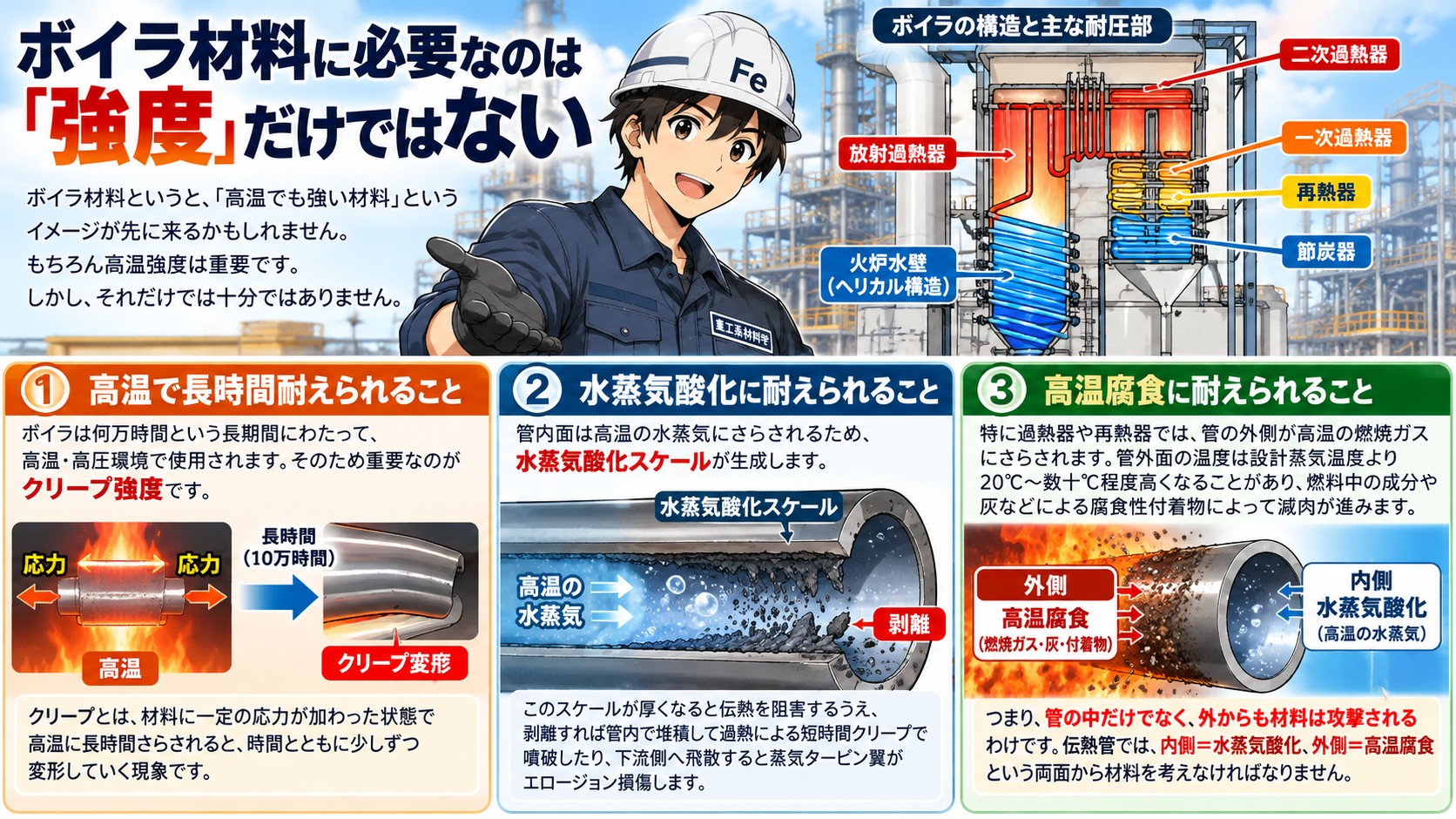ボイラ材料に求められる性能