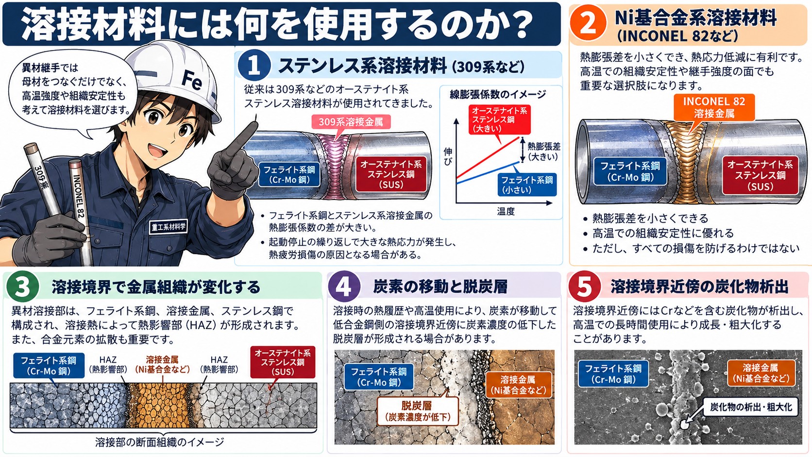 異材継手の溶接材料