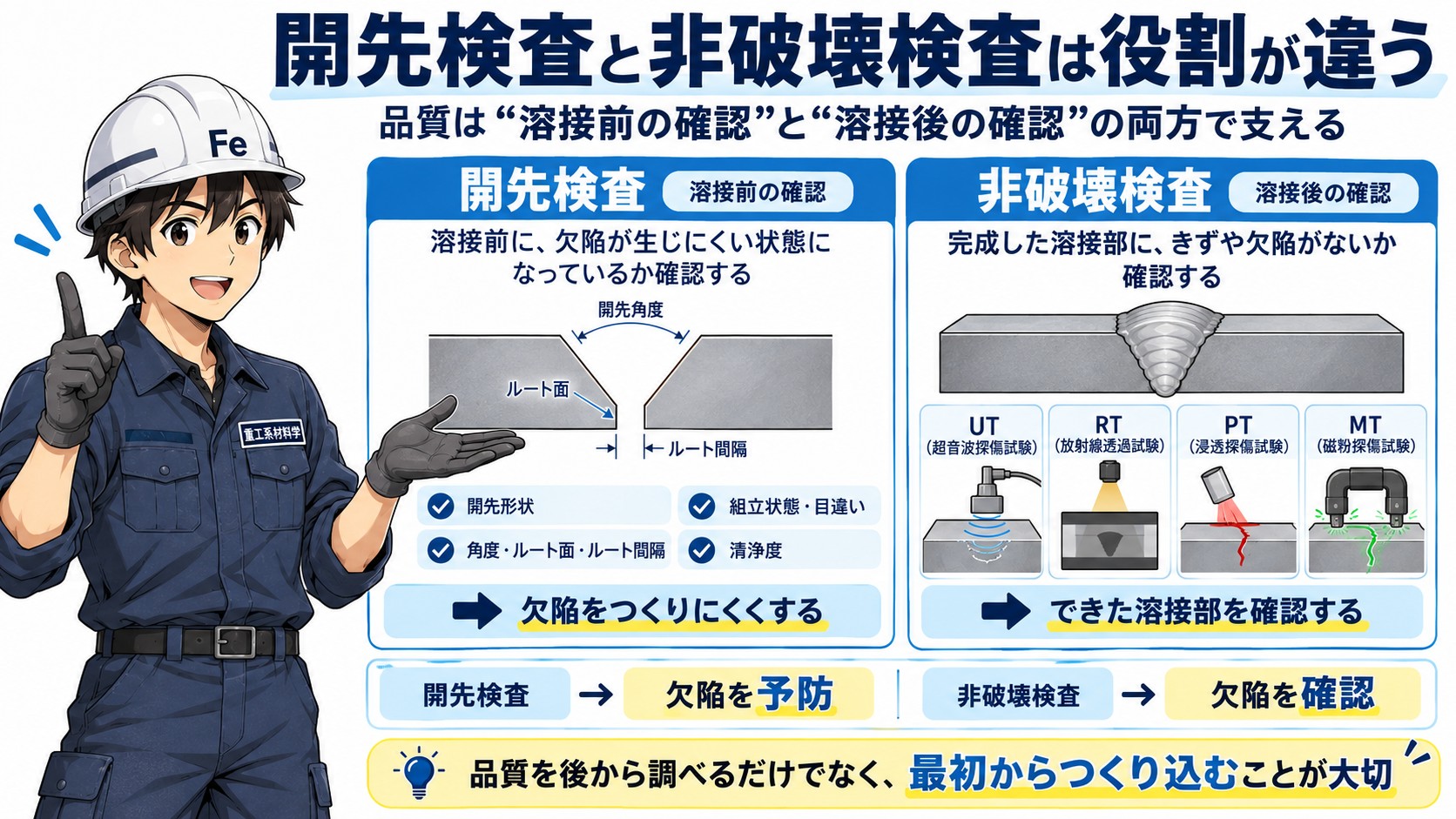 開先検査と非破壊検査の違い