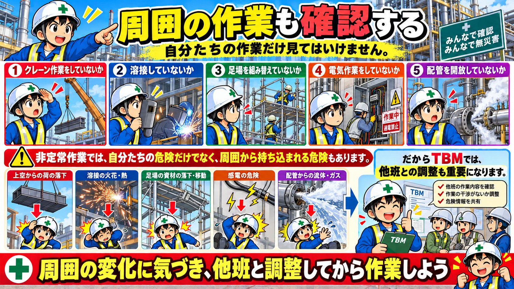 周囲の作業も確認