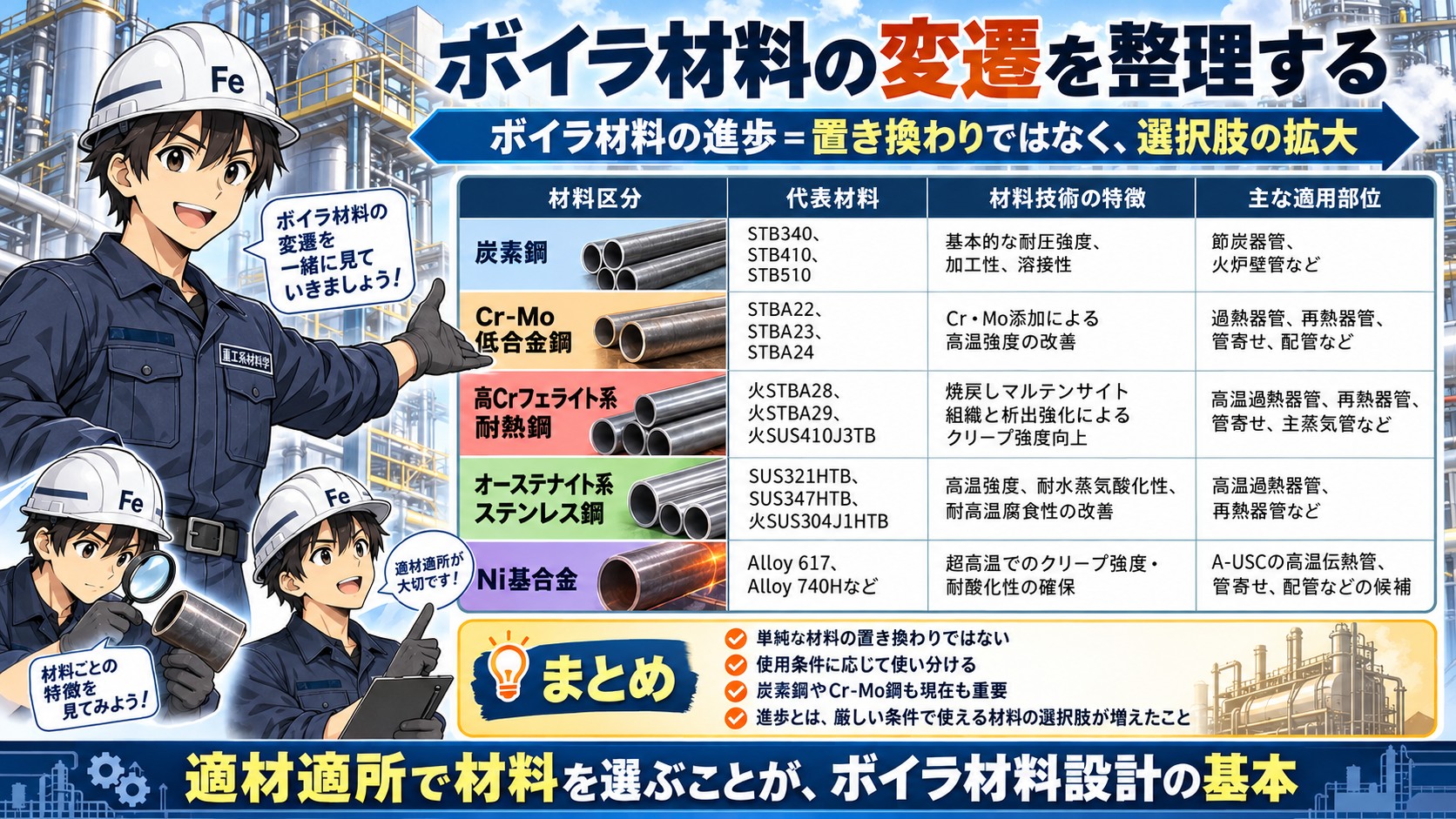ボイラ材料の変遷
