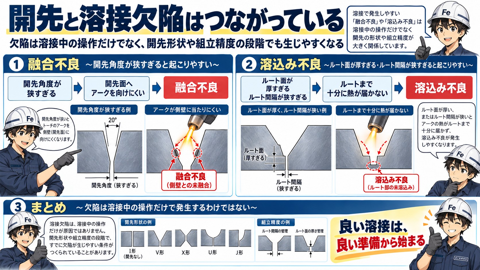 開先と溶接欠陥
